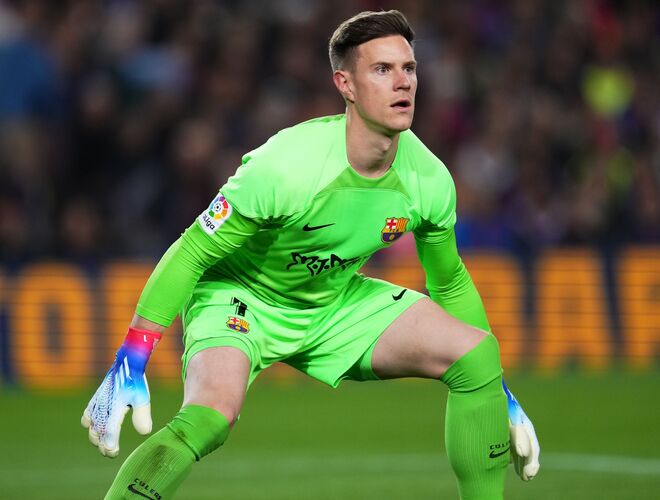 バルセロナ　テア・シュテーゲン　ゴールキーパーシャツ FCバルセロナ（GK緑）選手支給 長袖18/19 UEFA CL用 テア